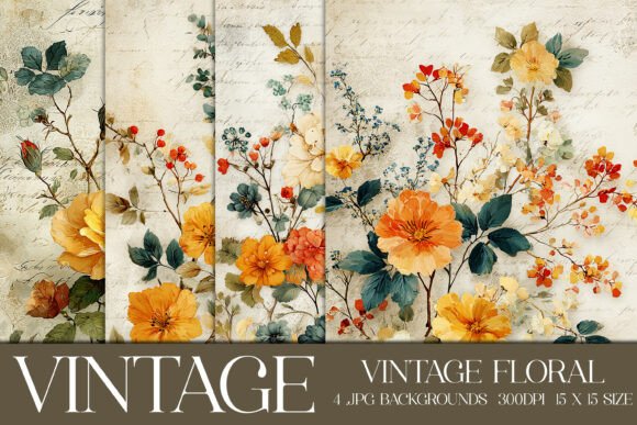 Download Vintage Floral Backgrounds, S6 - Premium Resources