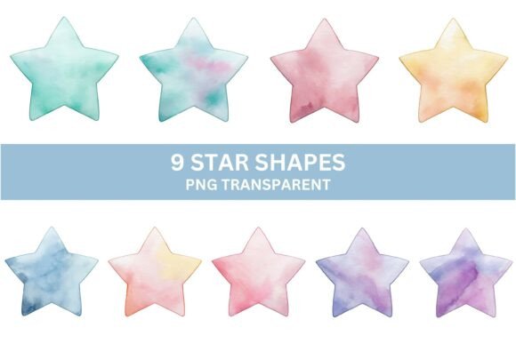 Download 9 Pastel Watercolor Star Clipart - Premium Resources