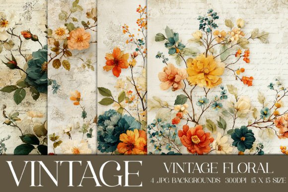Download Vintage Floral Backgrounds, S4 - Premium Resources
